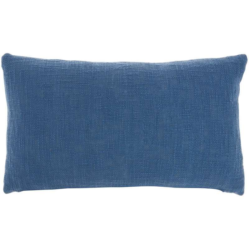 Blue Cotton Tufted 'Relax' Lumbar Throw Pillow