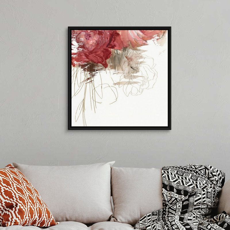 Reproduction d’art sur toile, "Crimson Lust III" par PI studio, Cadre noir, H 32 po x l 32 po x P 1,75 po