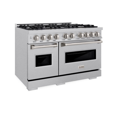 ZLINE 48 in. 6.7 cu. ft. Classic Double Oven Gas Range with 8 Burner Cooktop in Satin Stainless Steel (CGRS-48)