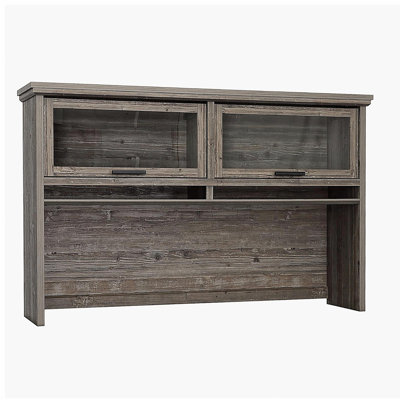 Hutch with Glass Doors, Brown finish