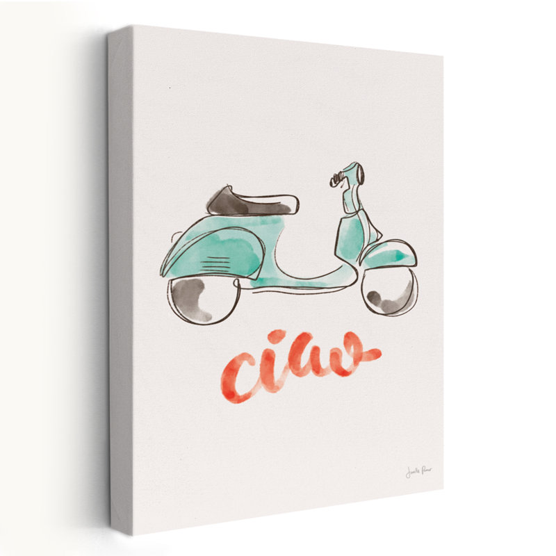 Dessin de cia Vespa I - bleu aqua, H 48 po x l 32 po