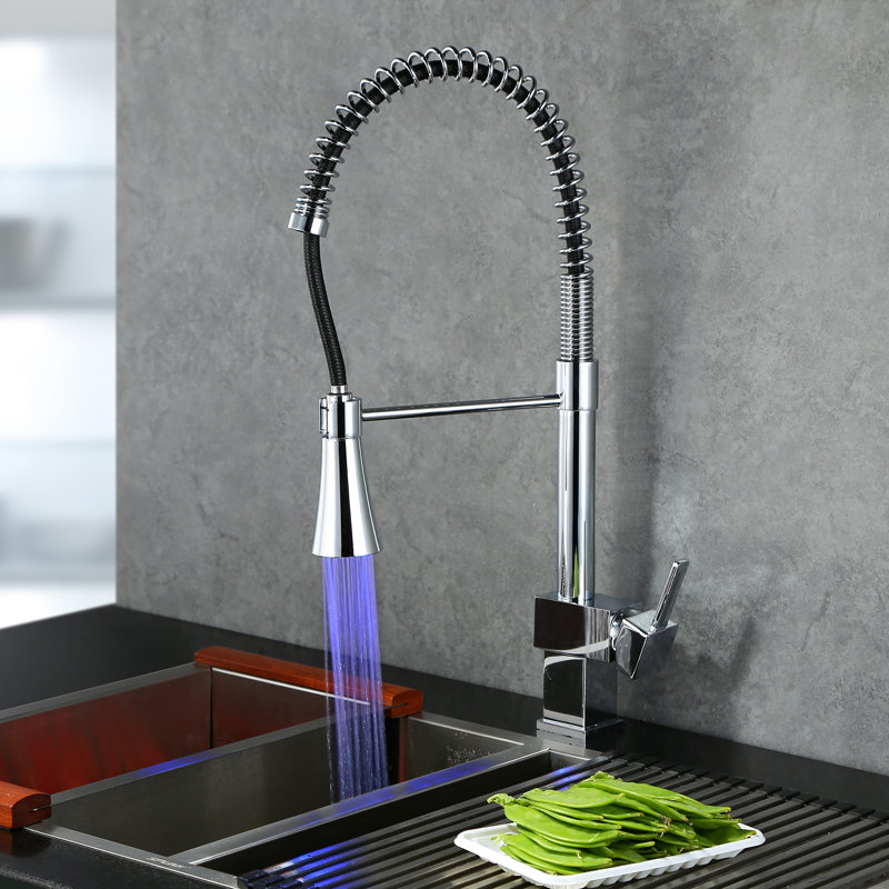 Pull Down Kitchen Faucet with LED ,Single Handle Kitchen Sink Faucet
