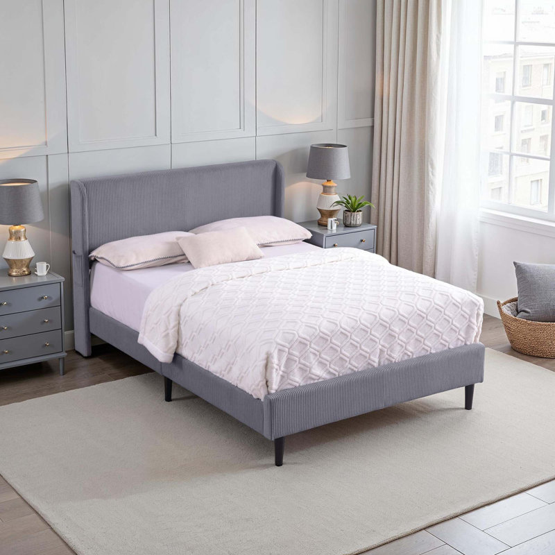 Bed, Kingsize (5'), Light Grey
