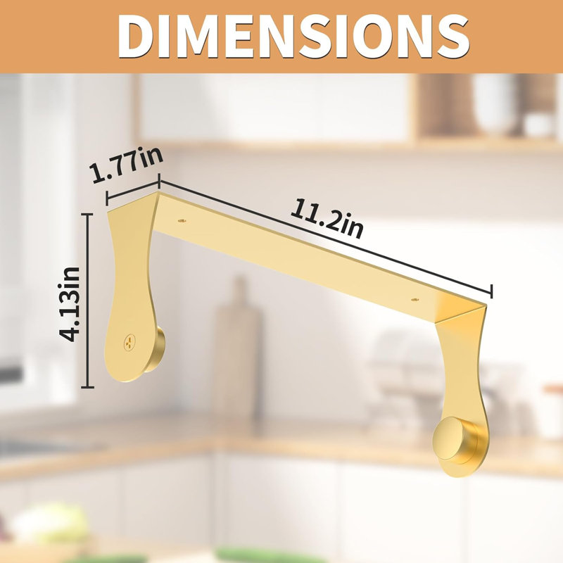 Porte-essuie-tout en acier inoxydable sous le cabinet - fixation murale ou adhésive pour cuisine / salle de bain, Doré