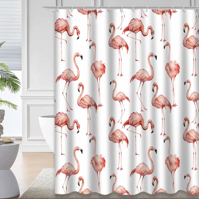 Rideau de douche aquarelle rose flamant rose avec 12 crochets, L 72 po x l 84 po