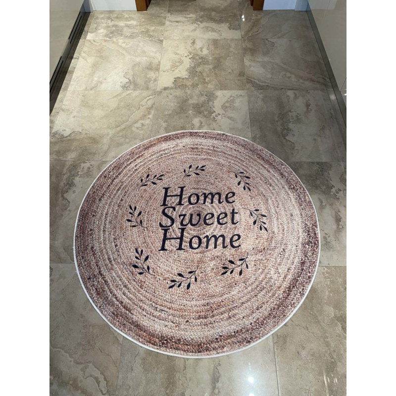 Tapis rond en coton Caricia avec envers antidérapant, Rond 5 pi 11 po