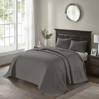 Ensemble de couvre-lit réversible luxueux gris foncé antimicrobien luxueux