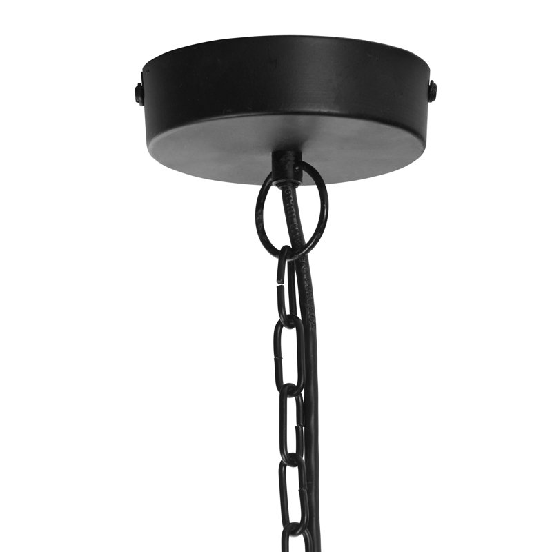 14.5"W Rickardsville 1 - Light Large Dome Black Metal and Clear Glass Pendant