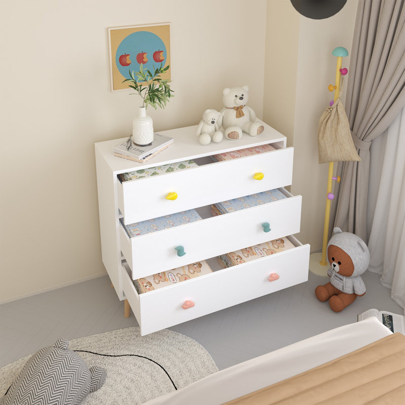 3 Drawer Storage Cabinet for Toddler Child for Living Room, White