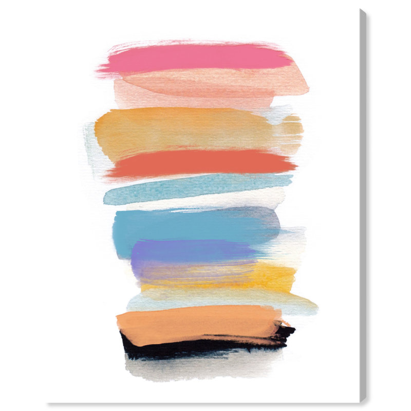 Abstrait pastel boho coloré par Art Remedy, Toile tendue, H 20 po x l 16 po