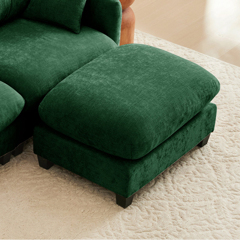Repose-pieds en chenille pour le salon, Vert