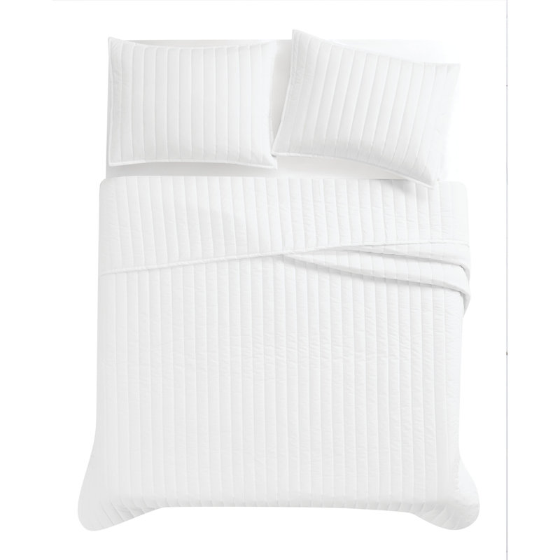 White Cotton Twin Quilt Set with Pillow Sham