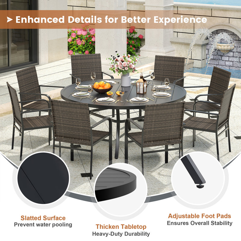 patio dining set, Noir / brun