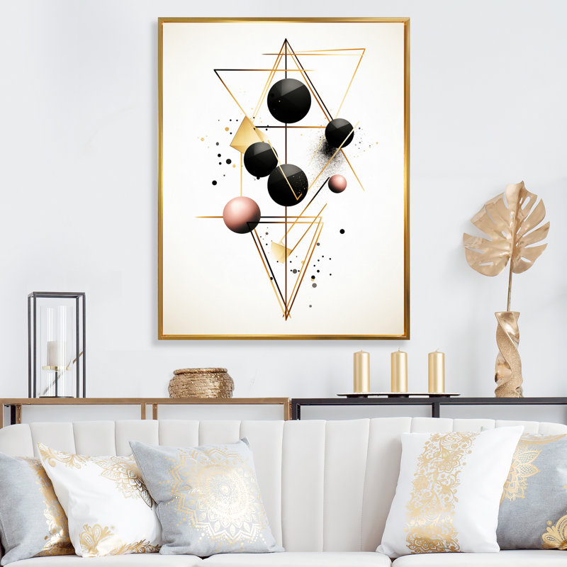 «Enigma Boho Chic Circular Abstract», reproduction sur toile, H 20 po x l 12 po, Cadre photo noir