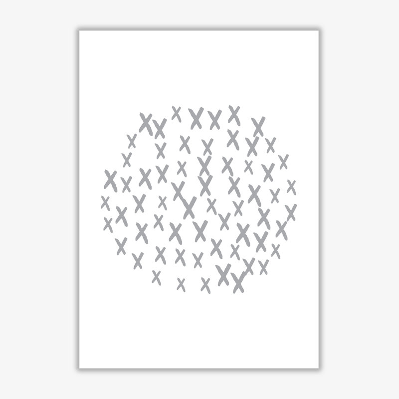 Grey Crosses Circle Abstract - Single Picture Frame Print, 30 cm H x 21 cm W x 1 cm D, No Frame