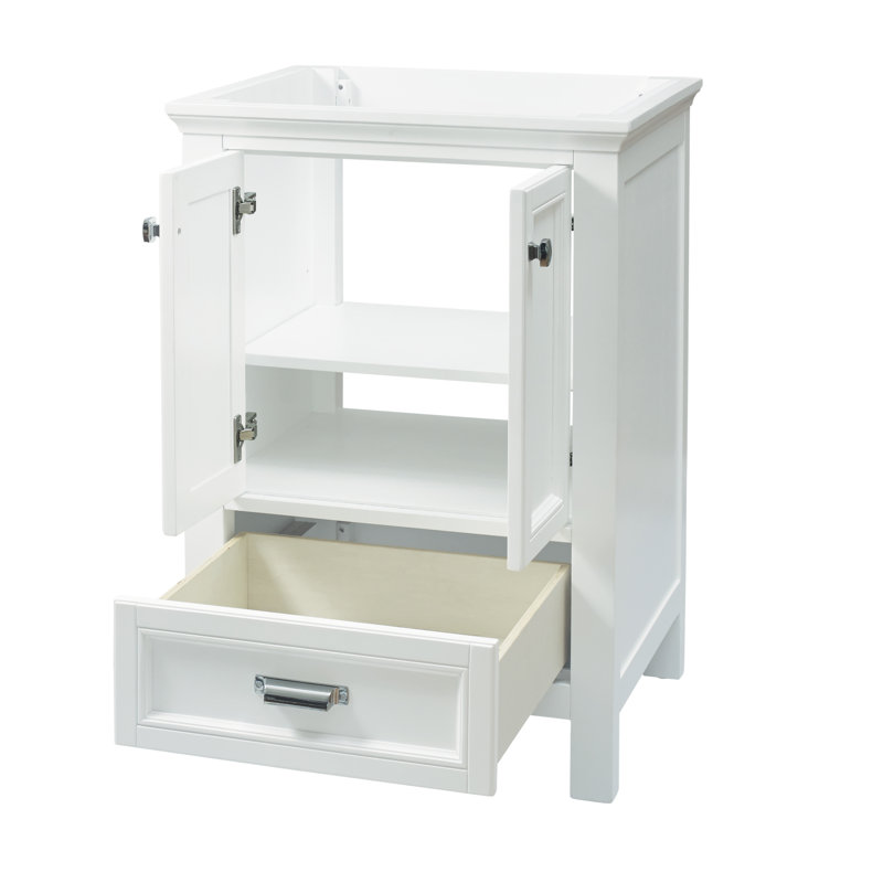 Brantley 24 Inch White Painted Bathroom Vanity with Chrome Hardware