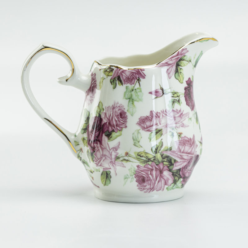 Sugar And Creamer Set with Lid, Pink