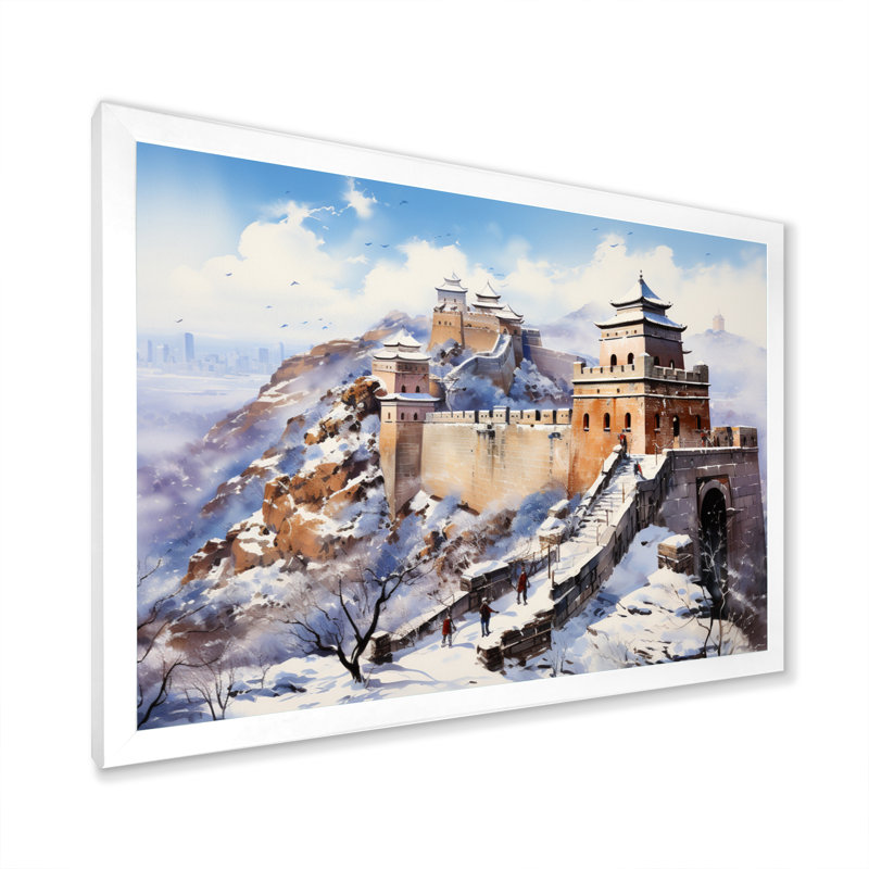 Paysage asiatique II sur toile, Cadre simple blanc, H 30 po x l 40 po x P 1,5 po
