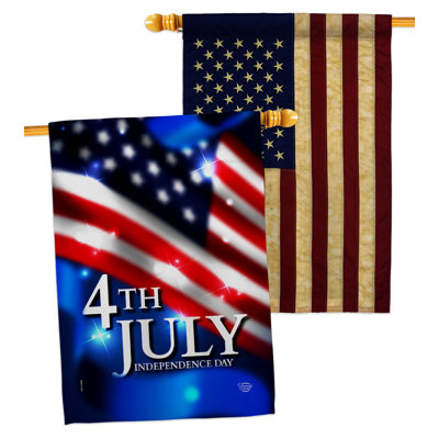 Double Sided 40'' H x 28'' W Polyester Independence Day House Flag
