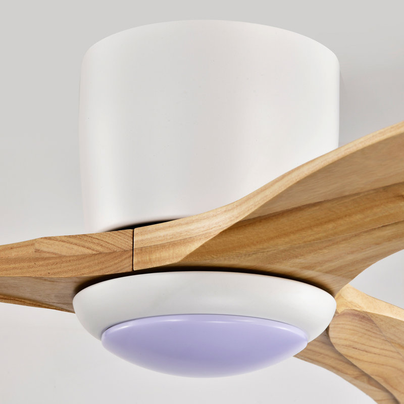 52"  Solid Wood Blades Ceiling Fan With Light With Remote Control, Noiseless Reversible Motor, 6 Speed, For Patio Living Room, Bedroom,Indoor.(Matte White)