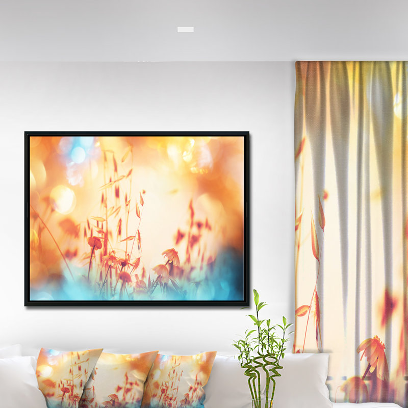" Beautiful Little Summer Flowers View ", 12" H x 20" W x 1" D, Floater Framed Canvas