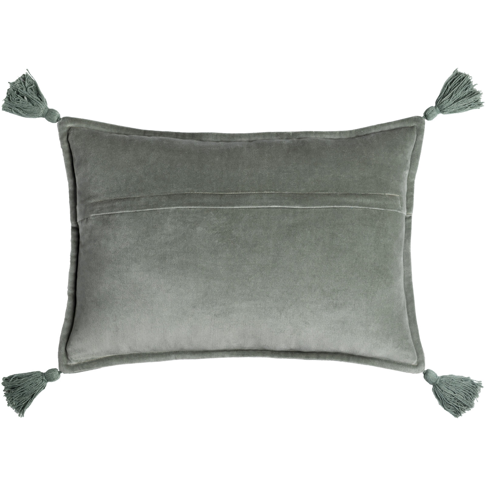 Norwin Tassels Cotton Lumbar Throw Pillow, Down Fill, Sea Foam