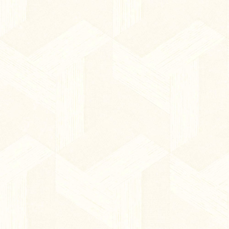 Rouleau de papier peint à motif géométrique Synergy, Blanc