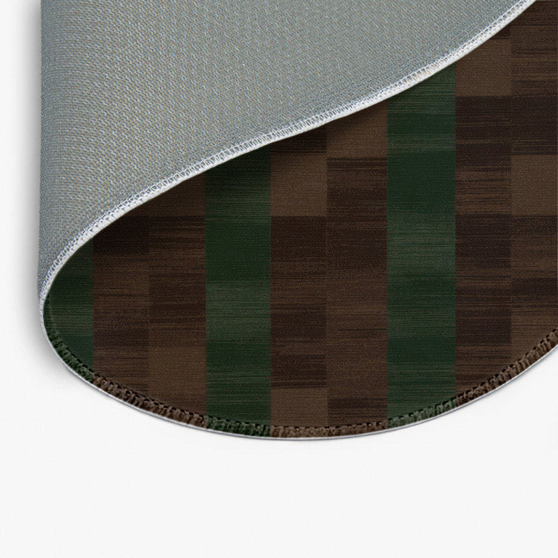 Tapis d'intérieur et d'extérieur à carreaux brun, Rond 5 pi