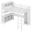 Lit mezzanine en métal avec garde-robe et bureau en L, avec cubes de rangement et tablettes-678344494