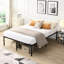 Structure de lit grand format en métal noir, assemblage rapide et sans effort, pas de bruit pendant le sommeil, charge de 1000 livres, lattes renforcées pour le soutien du matelas, organisation sous l'espace, trous sur les pieds robustes-863211397