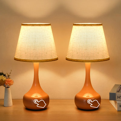Touch Table Lamps For Bedroom, Farmhouse 3-Way Dimmable Bedside Lamps For Nightstand With Fabric Shade,Lamps For Living Room，Desk Lamps For Home Office(set of 2)