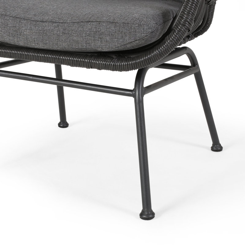 Chaise de patio en osier avec coussins Tapscott, Structure grise / coussin gris foncé