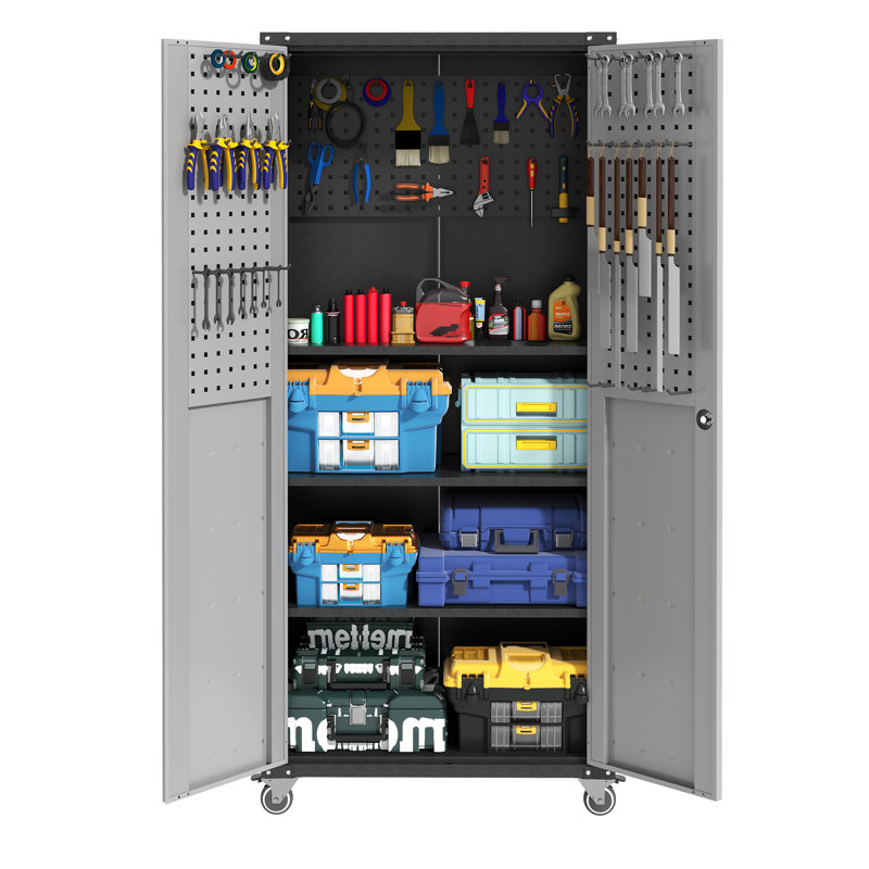 Armoire de rangement en métal 71 po avec roulettes - Armoire de rangement robuste pour outils
