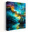 Sailing Under Starry Skies Abstract Colorful Dreamy Landscape Mountain Wall Art Print 1 Piece Wrapped Canvas Wall Art-1999769748