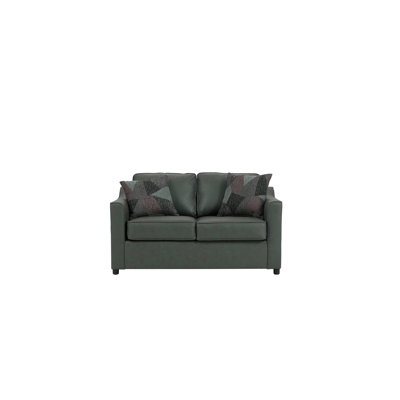 58" Faux Leather Loveseat with Terrazzo Pillows