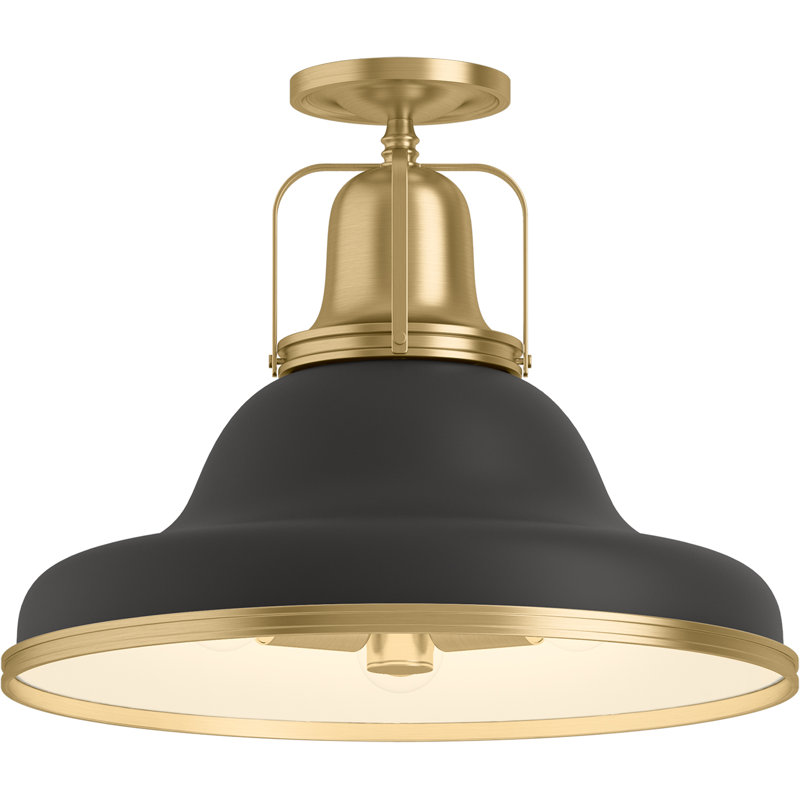 Hauksbee Semi-Flush Light, Black Brass Trim