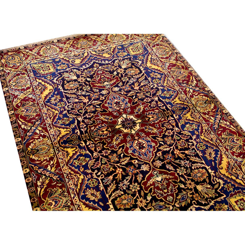 Hand-Knotted High-Quality Black and Red Area Rug