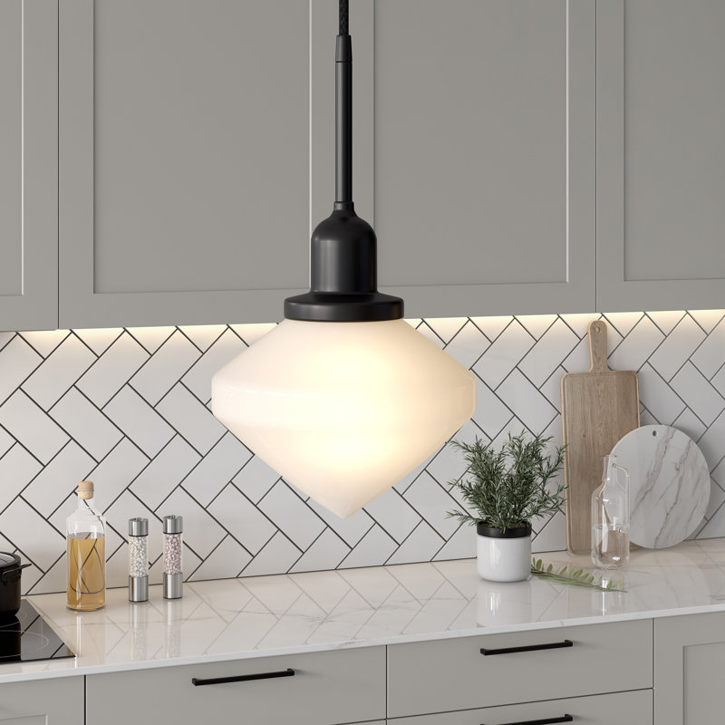 Chareen 1 - Light Single Pendant, Blackened Bronze, White