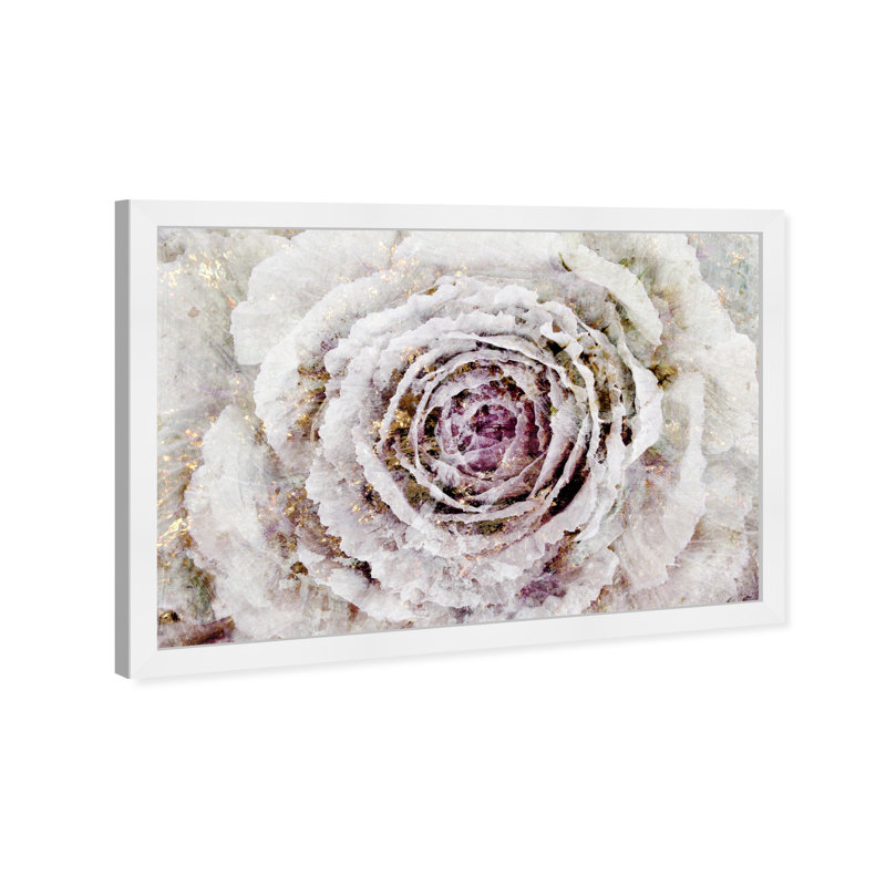 Hiver, fleur de New York - peinture sur papier, H 18 po x l 26 po, Cadre blanc