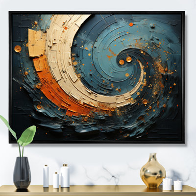 Orange bleu sarcelle abstrait, spirales II
