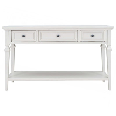 Classic Retro Style Console Table With 3 Top Drawers & Open Style Bottom Shelf