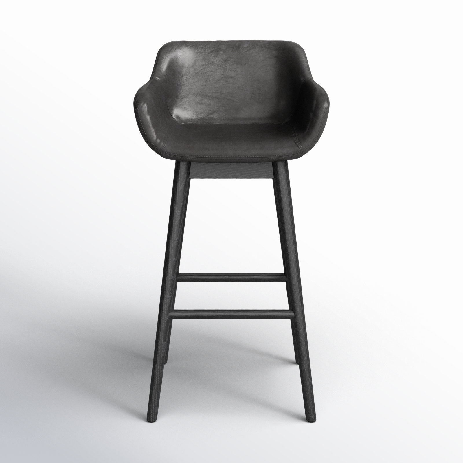 Bahari Swivel Bar and Counter Stool, Bar Stool (30.5" Seat Height), Sonoma Black/Genuine Leather, Stained Black Ash