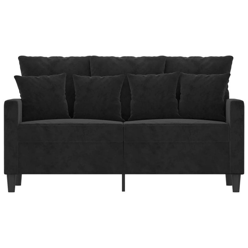 vidaXL 2-seater Sofa Black Velvet (100% polyester), Metal, Textilene, 31.5" H x 54.3" W x 30.3" D, Black Velvet