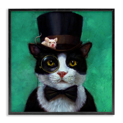 «Good Sir Top Hat Cat with a Mouse and A Monocle», reproduction d'art graphique sur toile