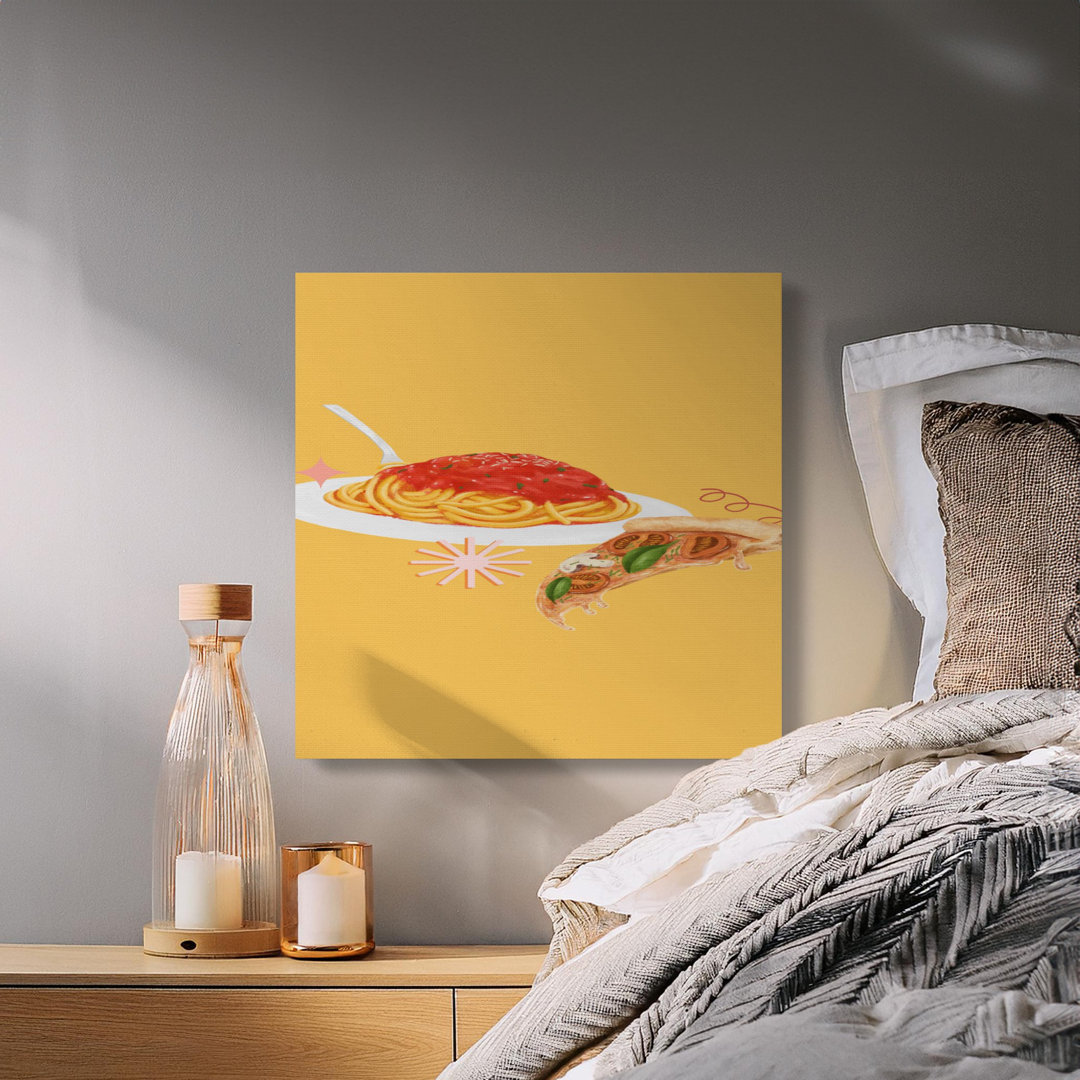 Spaghetti Pizza Italian Food Canvas Print