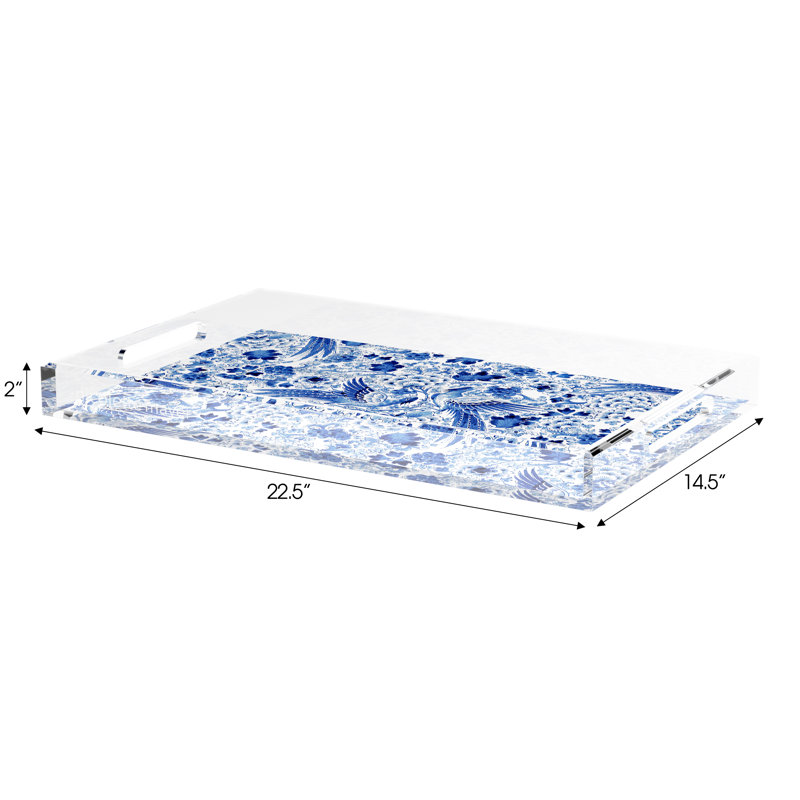 Royal Delft Inspiration Acrylic Rectangle Decorative Tray, 22.5"W x 14.5"D x 2"H