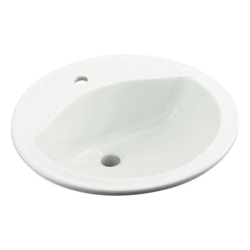 Modesto Ceramic Circular Drop-In Bathroom Sink, White