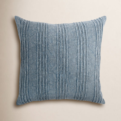 Nautical Embroidered Pillow Cover - 18 Inch Square Navy & Coral Design