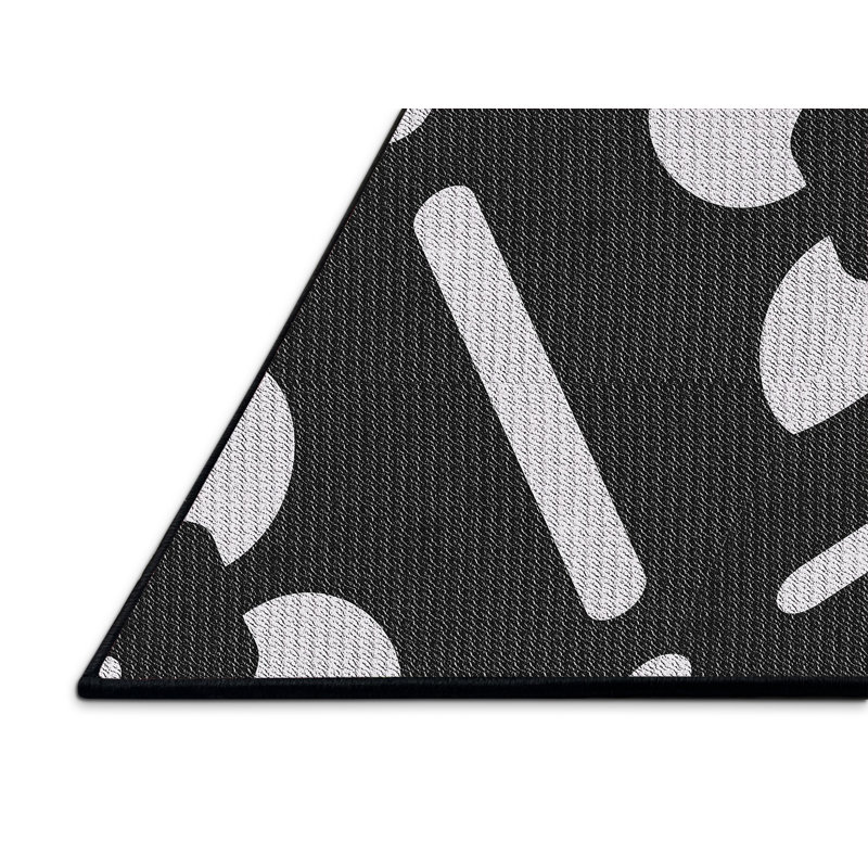 Tapis noir/blanc cassé tissé à la machine, Tapis de couloir 2 pi x 5 pi