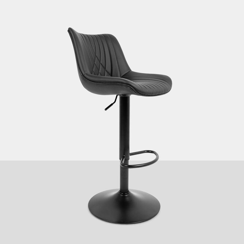 Adjustable Swivel Counter Stools with Back, Black